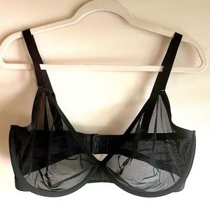 CUUP Mesh Plunge Bra, Black 34H